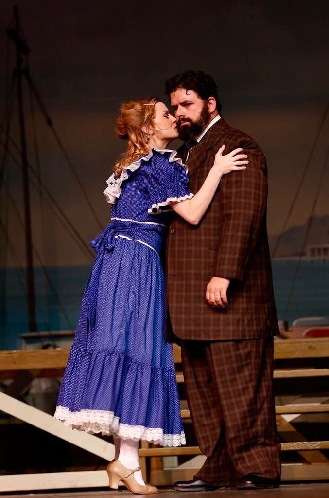 Billy and Julie romantic embrace at the harbor — Carousel